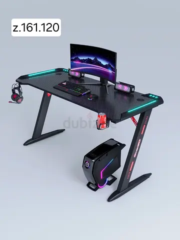 Gaming Desk Setup with RGB Lighting 120cm