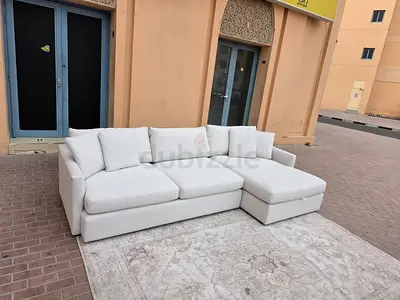 Crategbarrel L Shape Sofa Beige Excellent Condition