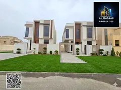 Villa in Al Rawda 1 area, corner plot on two streets, central air conditioning, 5 master bedrooms, f
