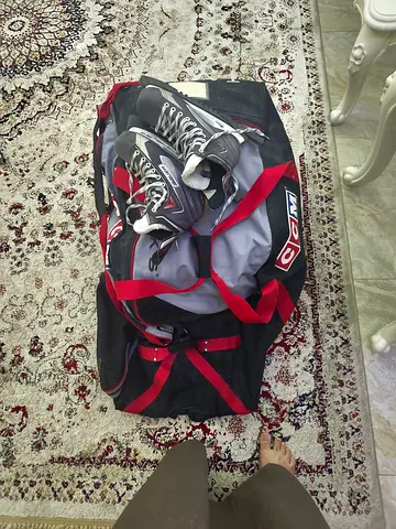 Free ice skates + hockey equipment + hockey stick