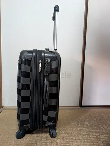 Black Striped Luggage with Wheels