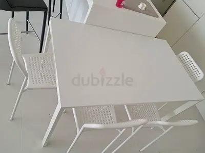 Modern White Dining Table with Chairs