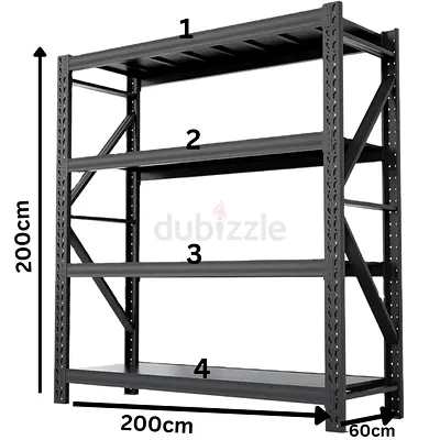 Heavy-duty Steel Storage Rack, 4 Shelves — 200cm H x 200cm W x 60cm D