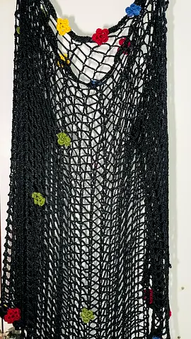Handmade Crochet Cover-Up with Colorful Flowers