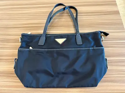 Black tote handbag