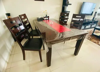 Dark Wood 6-Seater Dining Table without chair