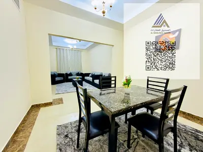 شقه غرفه  وصاله  مفروشه للايجار بعجمان بمنطقه الروضه   - تكييف مركزي