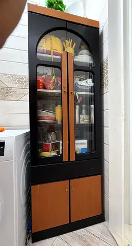 Tall Kitchen Cabinet with Glass Doors