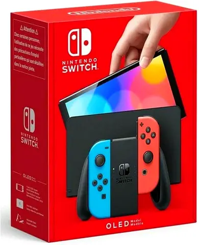 Nintendo Switch (OLED Model) - Neon Red  Neon Blue Joy Con (UAE Version) with case