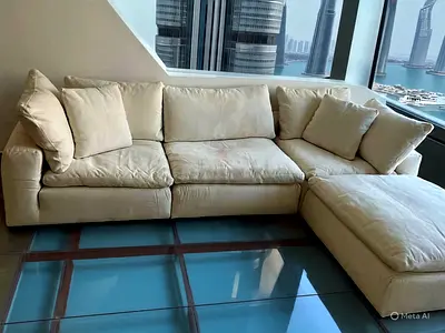 Marina home feather 🪶 filled sofa with footstool