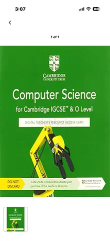 Computer Science for Cambridge IGCSE  O Level - Digital Teachers Resource Access Card