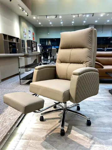 Comfortable Leather Office Chair with Footrest