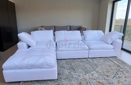 Cloud feather 🪶 filled Modular sofa with footstool