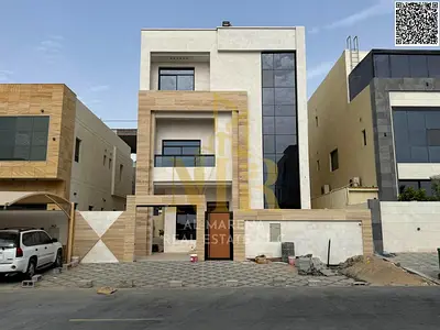 Luxury villa in Al Yasmin, 7 master bedrooms, 2 living rooms, 2 lounges, a modern kitchen, 2 floors + roof, price includes electricity and water