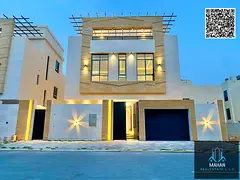 Luxury three-story villa for sale in Al Helio 2 - Ajman | Ultra-luxurious finishes with a private po