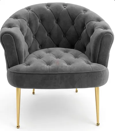 Elegant Grey Velvet Accent Chair