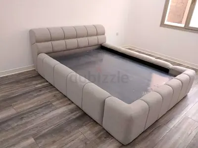 Contemporary Bed Frame with Upholstered Headboard