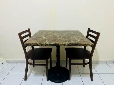 Granite Dining Table with Two Chairs