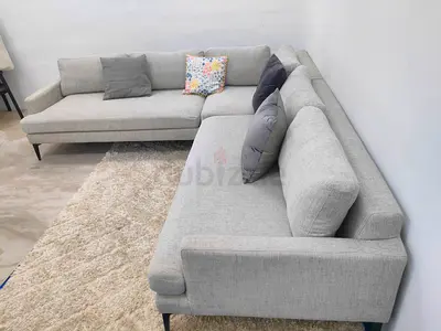 West elm andes dark beige corner sofa