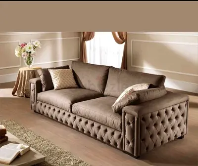Brown tufted 3-seater sofa brand New