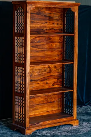 Vintage Wooden Bookcase with Intricate Design