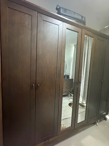 Elegant Wooden Wardrobe with Mirrors