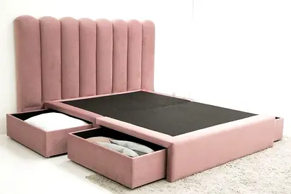 Stylish Pink Bed with Storage
