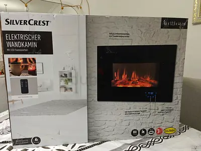 SilverCrest Electric Wall Fireplace LED Heater Touchscreen Remote New – Ajman