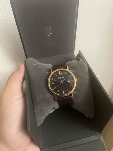 Bulova Elegant Mens Watch with Brown Leather Strap
