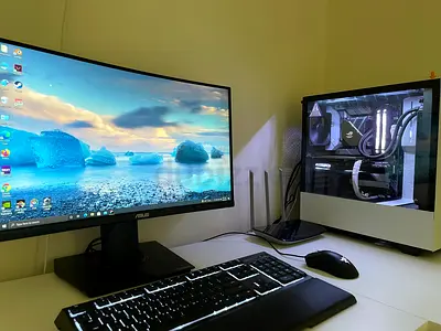 High-Performance Gaming PC Setup with Monitor