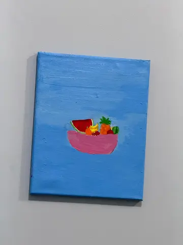 Hand-Painted Fruit Bowl by Young Artist – Perfect for Kids Room 🎨