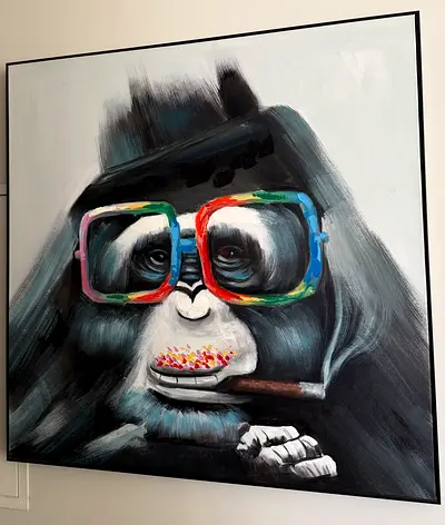 Smoking Monkey Canvas Painting