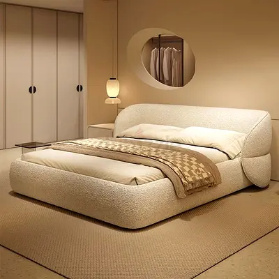 Beige colour king size bed