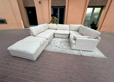 Home centre swin feather filled Corner L shape sofa with footstool