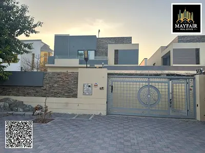 Villa for sale in Al Muwaihat 2 area, Ajman. Modern design, ground floor and first floor (5 master bedrooms, majlis, living room, and maid's room).