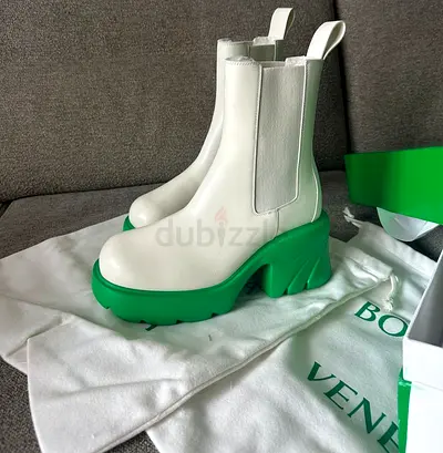 Bottega Veneta Flash Ankle Boots White and Parakeet - Size 37