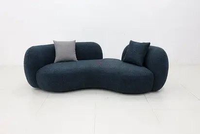 Stylish Curved Sofa in Dark Fabric