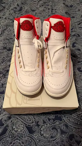 Air Jordan Retro 2 Sneakers in White and Red