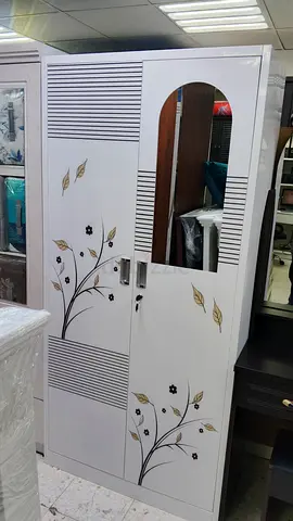 Stylish White Wardrobe with Floral Design