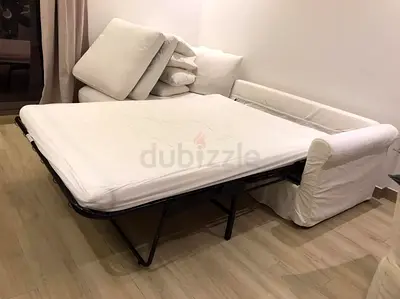 White L-Shaped gronlid sofa bed with mattress