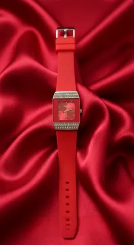 Stylish Red Womens Watch with Crystal Accents