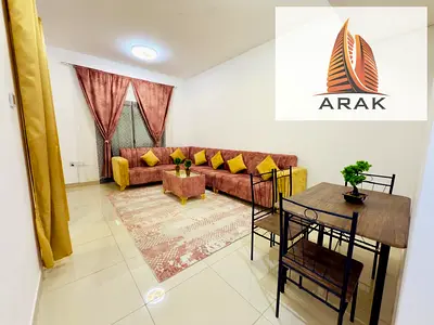 Fully furnished one-bedroom apartment with living room, brand new furniture, first tenant, located in Ajman, Al Nuaimiya 1 area