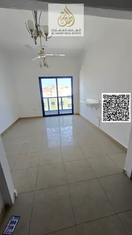 One-bedroom apartment in Al Nuaimiya on Al Ittihad Street, fully renovated with a balcony, close to Emirates Markets and D2D. Price 32,000, payment in