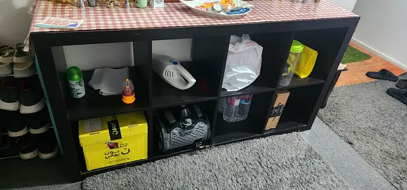 Black 8-cube shelving unit (2x4) - used, good condition