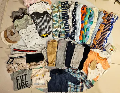 Age 0-3 Baby Clothes bundle +40 items in Excellent Condition -Carters, Next and Matalan.