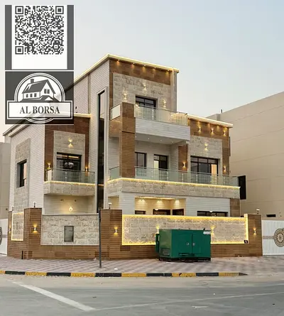 Villa for sale in Al Zahia, Ajman. 6 master bedrooms, living room, majlis, kitchen, maid's room. Spacious area.