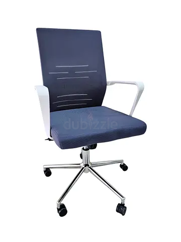 Ergonomic blue office chair with armrests and wheels - good condition
