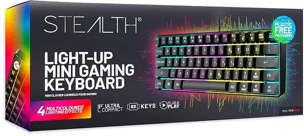 STEALTH Light Up Ultra Compact Mini Gaming Keyboard - Black