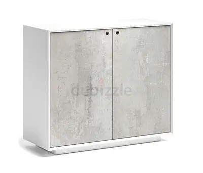 EDGE Series Chamfered Low Height 2 Door White Cabinet