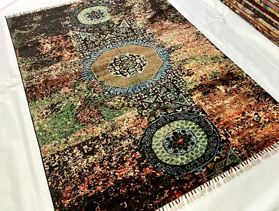 147 x 198 cm | Handmade Mamluk Medallion Style Wool Carpet Double Knot